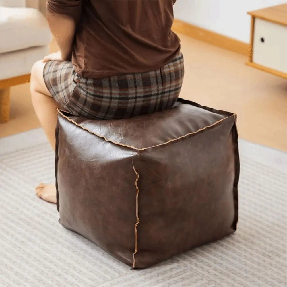 Nordic Style Non Slip Large Capacity Waterproof PU Leather Storage Stool Ottoman - MobilityBuy.com 