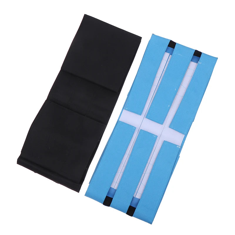 Adjustable non-slip leg strap restraint for portable wheelchairs, featuring soft fabric for comfort and security.