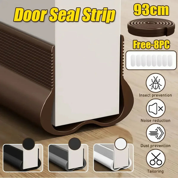 93cm PVC Door Bottom Seal Strip Adjustable Soundproof Weatherstrip Draft Stopper - MobilityBuy.com