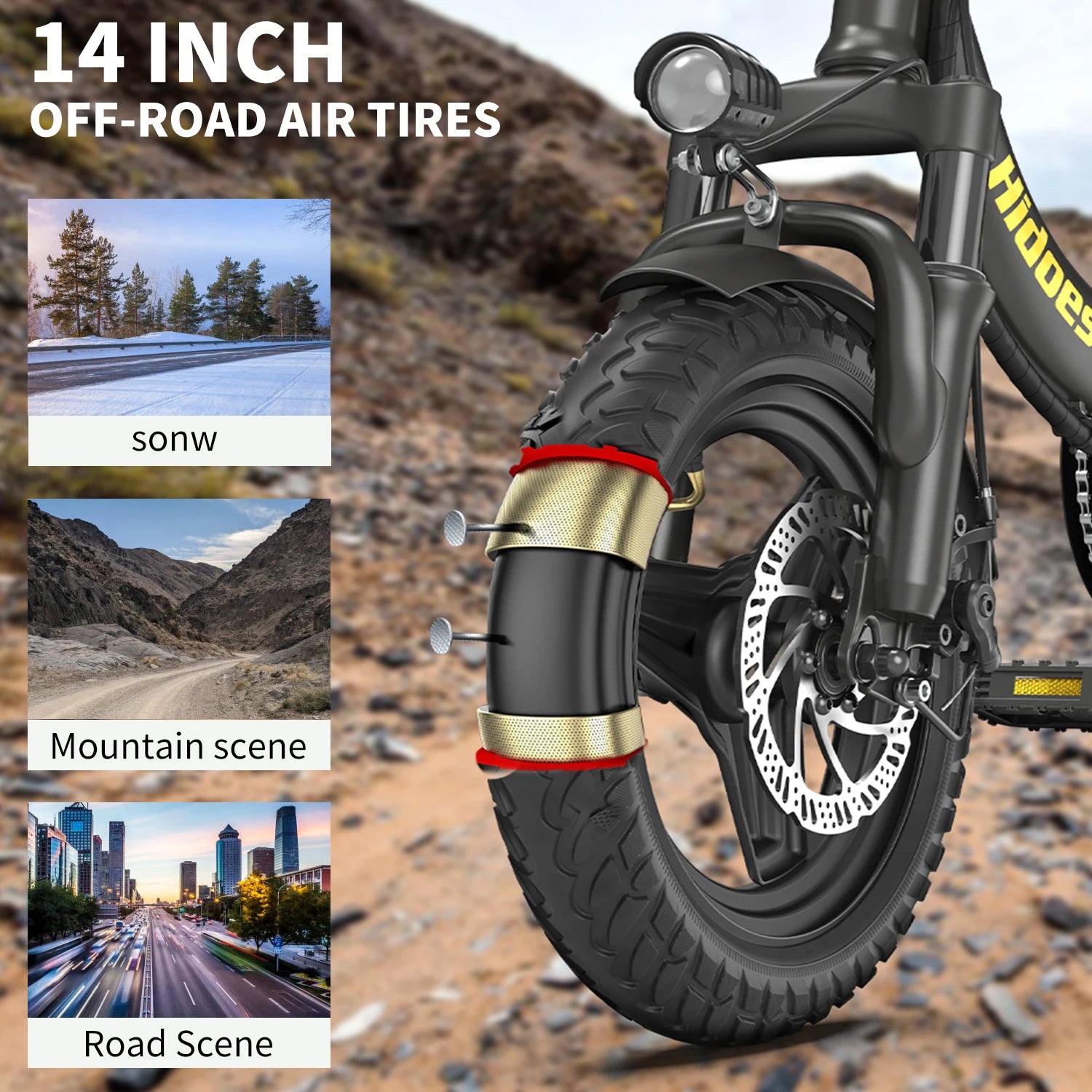 Hidoes C5 folding electric bicycle by MobilityBuy.com, 14-inch off-road tires, 350W motor, 36V 10.4Ah battery