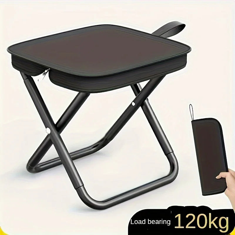 Portable folding stool by Aliexpress, showcasing a compact design with sturdy legs and a comfortable seat.
