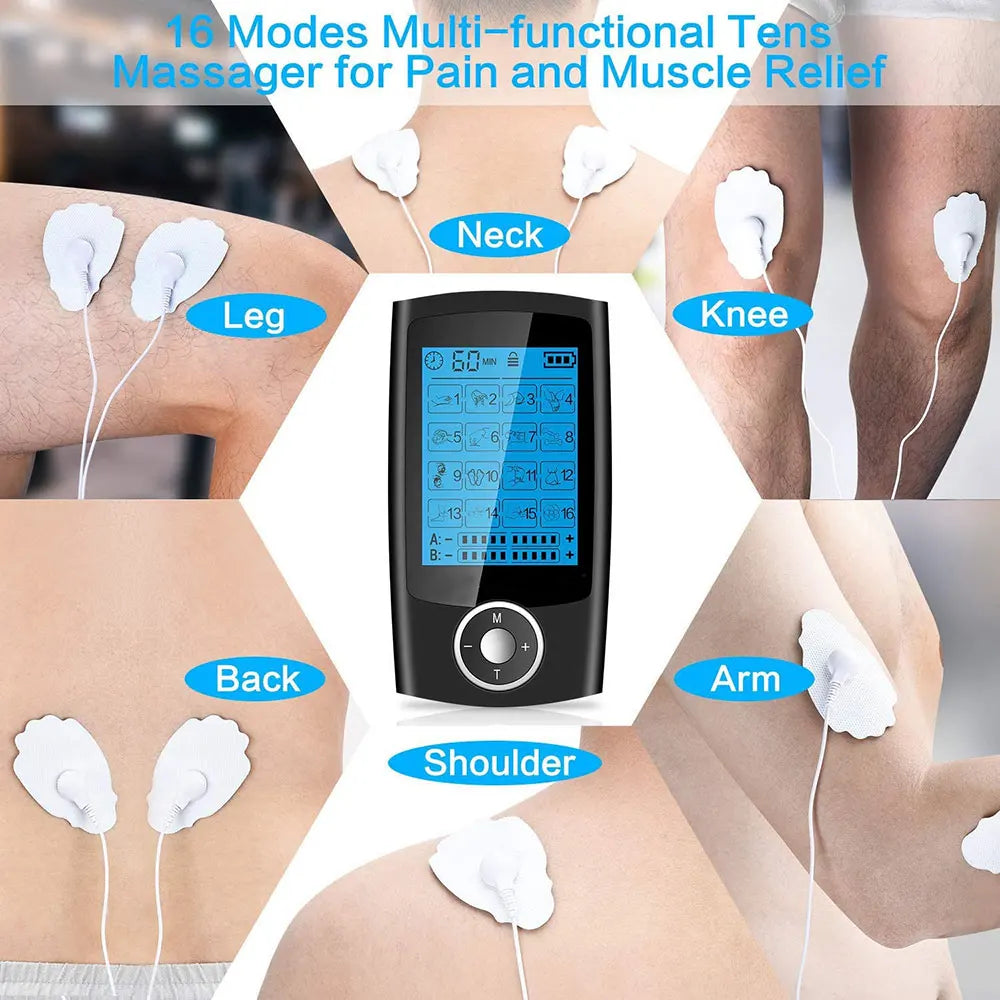 Electric EMS TENS Body Electromyostimulator, 2-channel, 16 massage modes - MobilityBuy.com 
