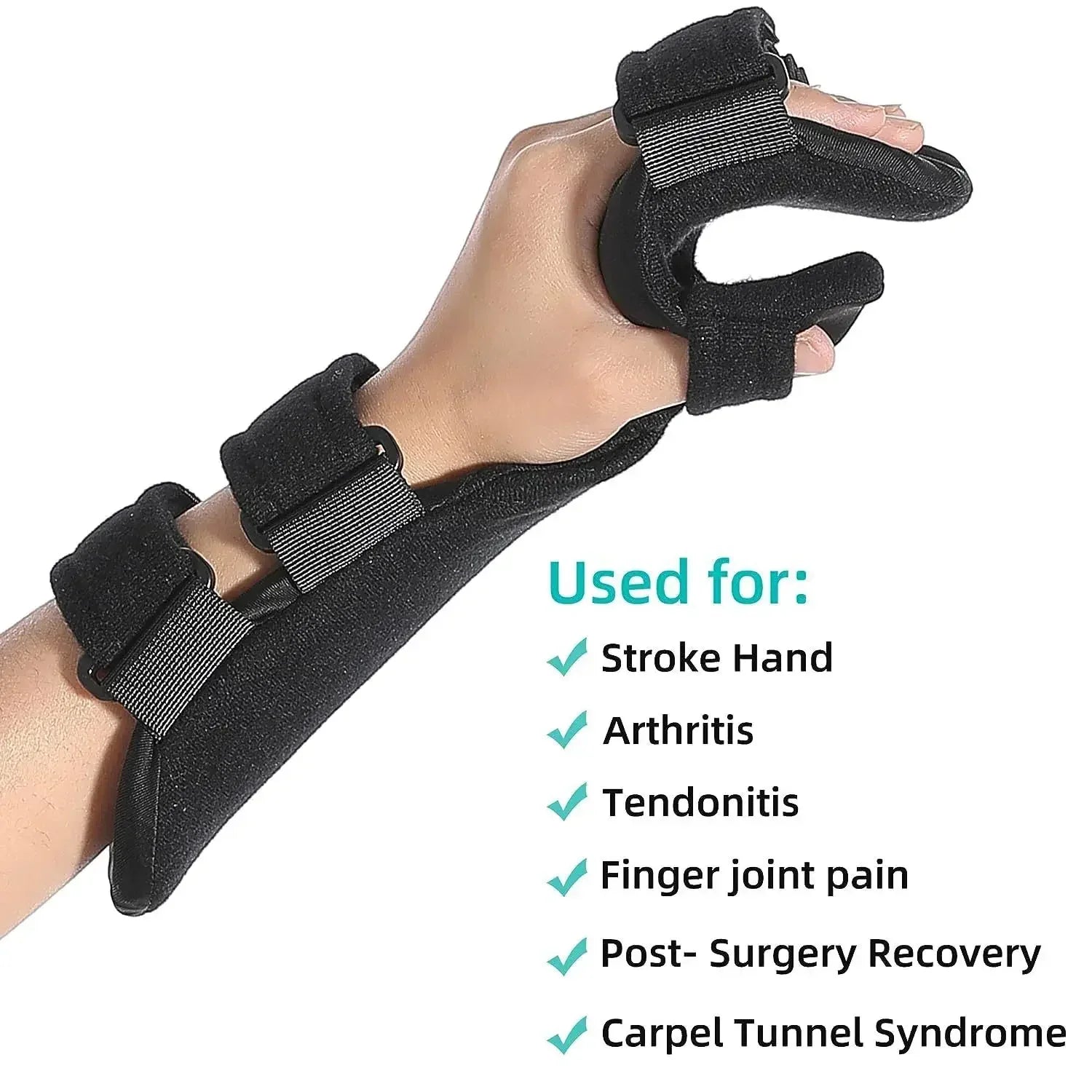 Adjustable Stroke Hand Brace Support Splint by MobilityBuy, providing arm support for rehabilitation and comfort.