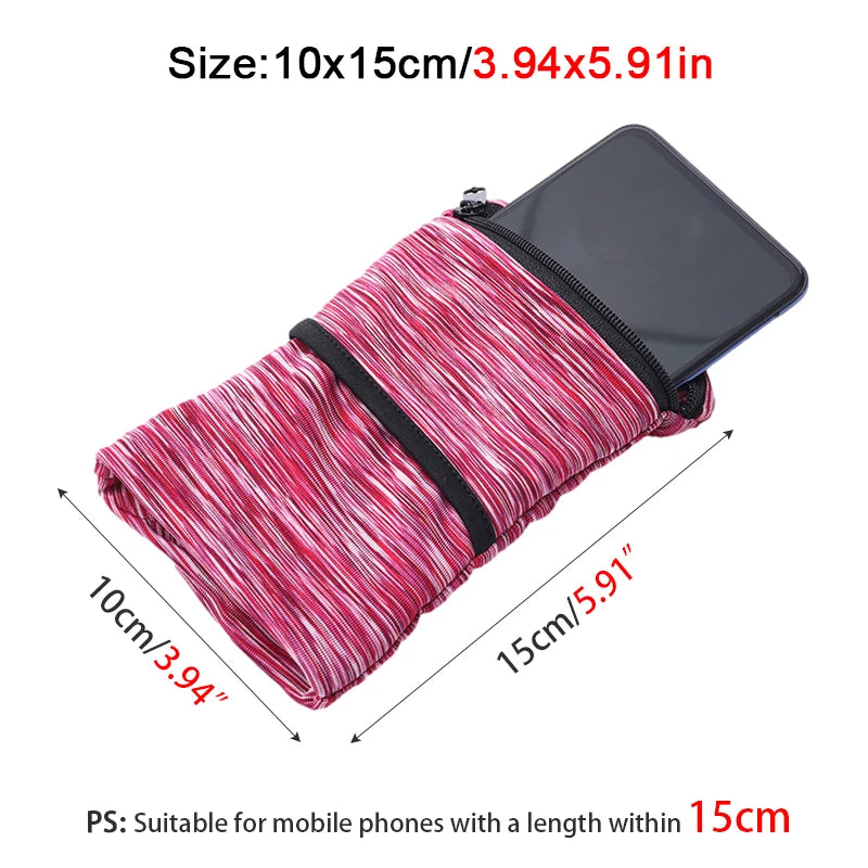 Lightweight Aliexpress zipper wallet pouch for phone, keys, and cards, featuring a wrist strap for easy carrying.