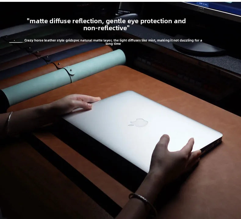 Desk mat set of three by MobilityBuy.com, waterproof PU mouse pad, large non-slip brown desk pad for laptop