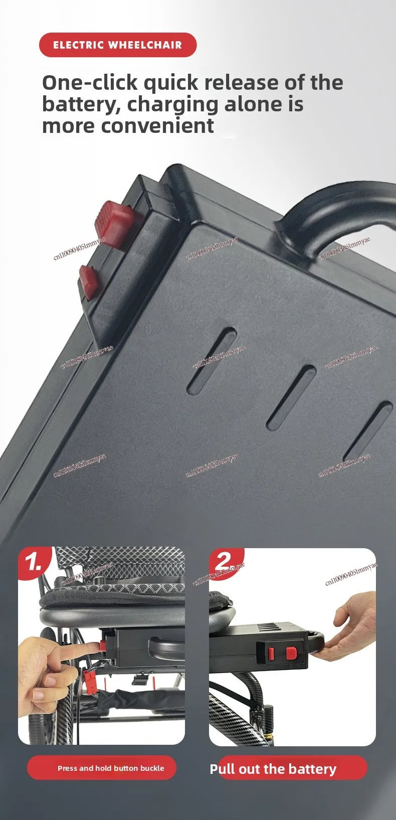 Lightweight foldable electric wheelchair for elderly and disabled, featuring intelligent automatic mobility, shown in a compact foldable design.