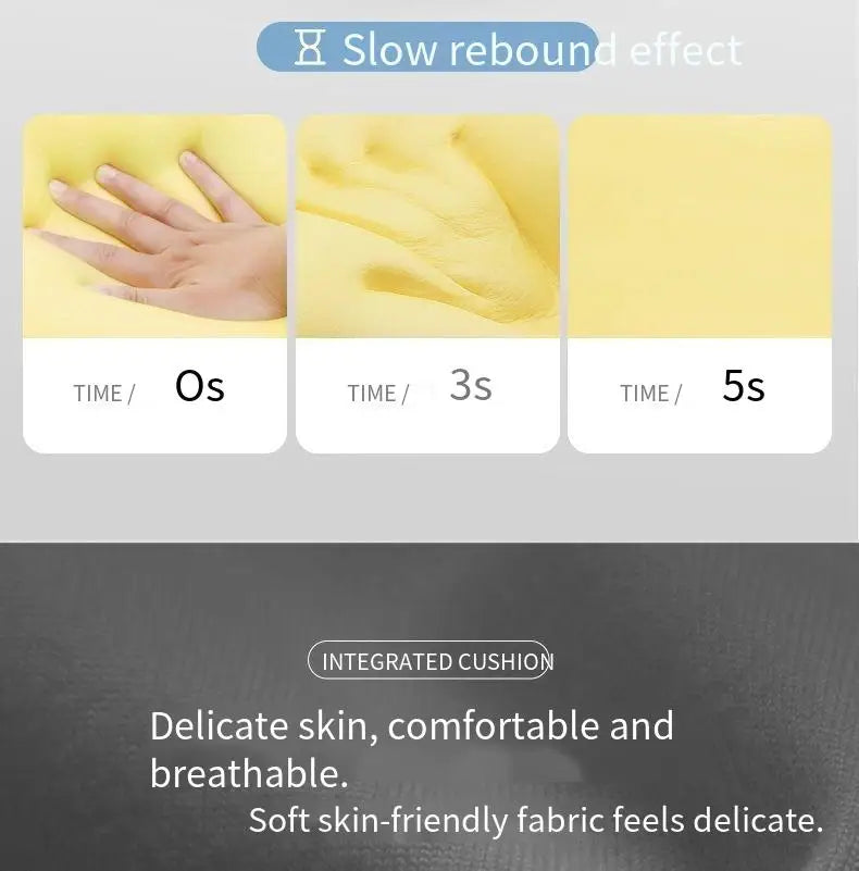 Lumbar support memory foam cushion by MobilityBuy.com, yellow ergonomic postural cushion for sedentary comfort.