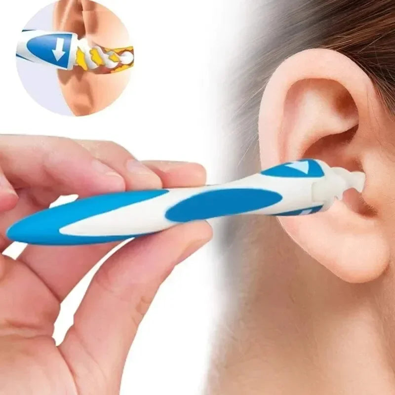 Soft silicone ear wax remover tool with 16 replacement tips for effective ear cleaning.