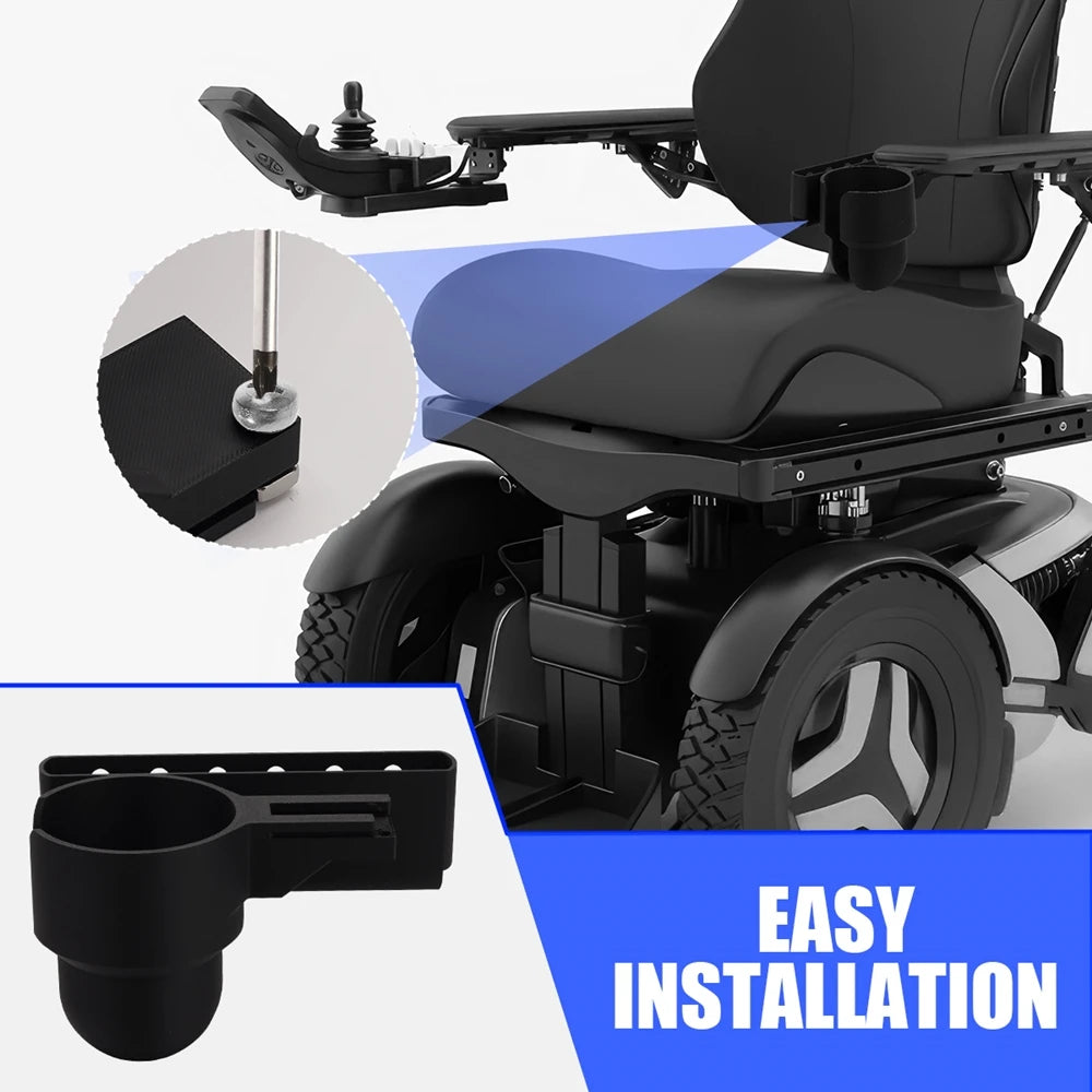 Permobil Electric Wheelchair Cup Holder And Phone Basket Set 1 Or 2 Pack - MobilityBuy.com 