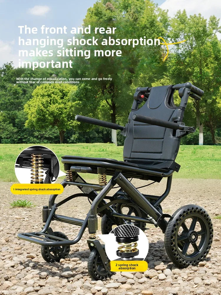 Small foldable, lightweight wheelchair - travel, portable trolley for airplanes - MobilityBuy.com