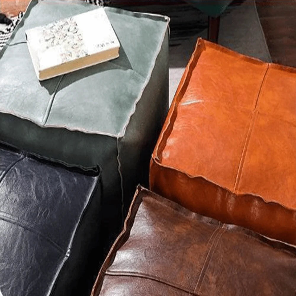Nordic Style Non Slip Large Capacity Waterproof PU Leather Storage Stool Ottoman - MobilityBuy.com 