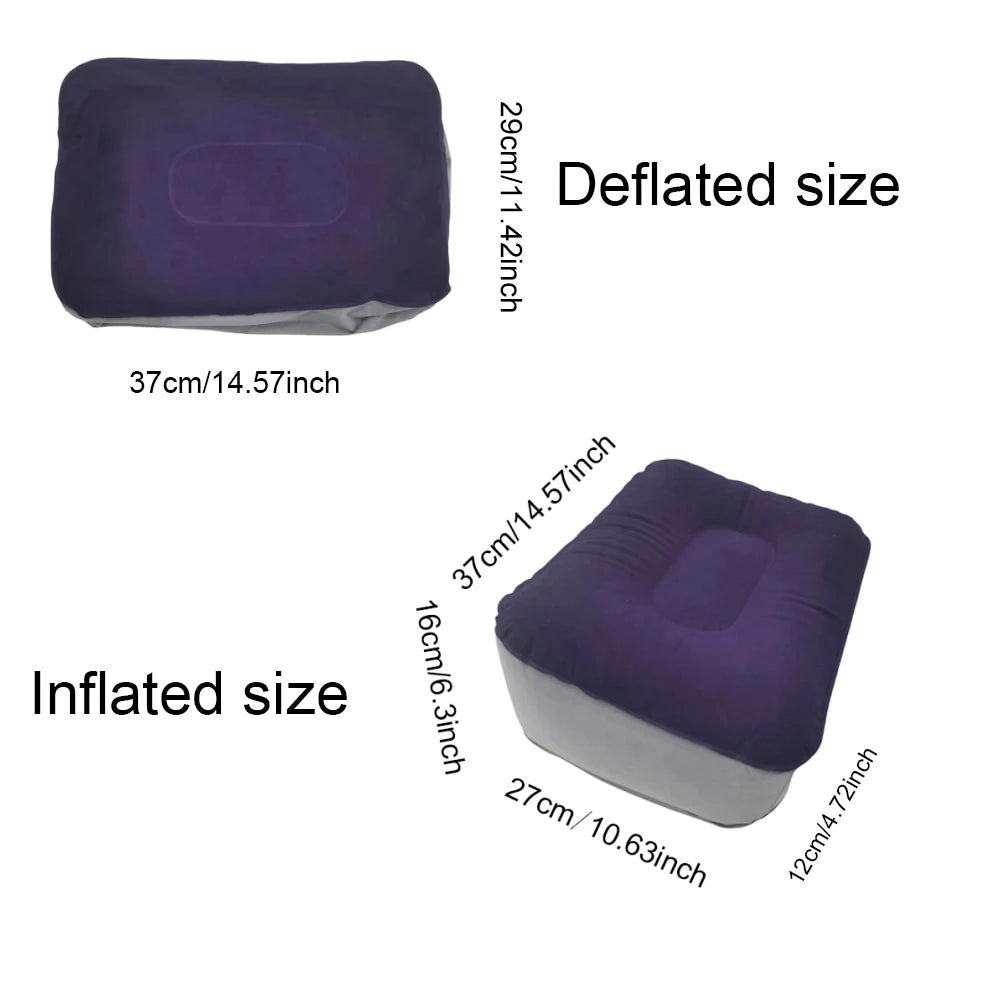 Inflatable footrest pad, 1-piece, purple top with gray base; MobilityBuy.com product for home, travel and work