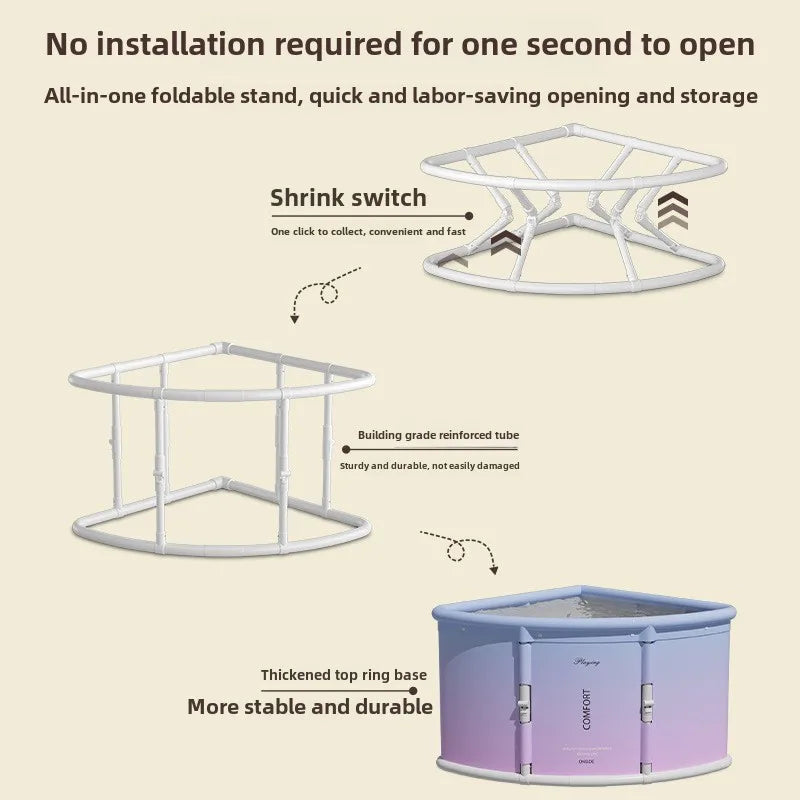 2025 Folding Fan Shaped Corner Spa Bathtub Space Saving Home Bath - MobilityBuy.com 