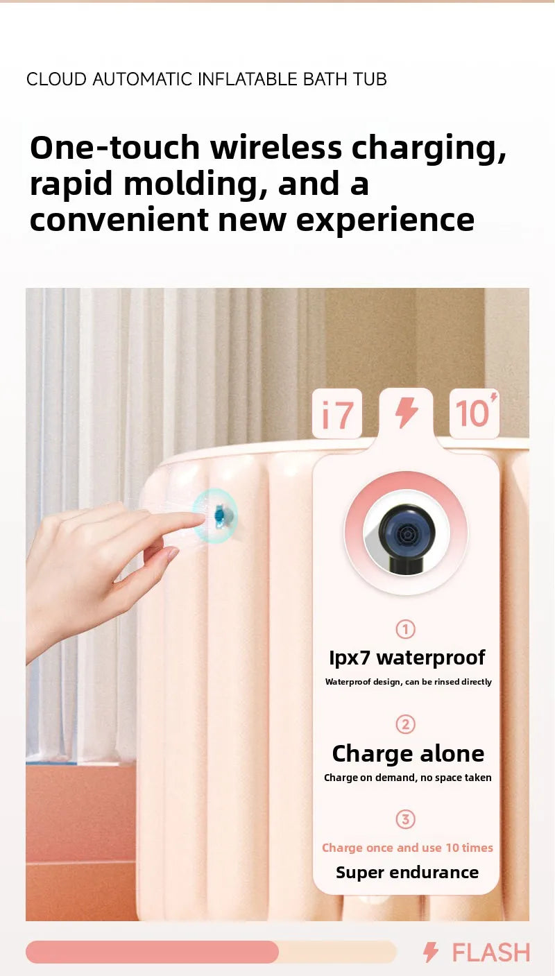 Automatic Inflatable Bath Tub For Adults Full Body Foldable Portable Home Use - MobilityBuy.com 