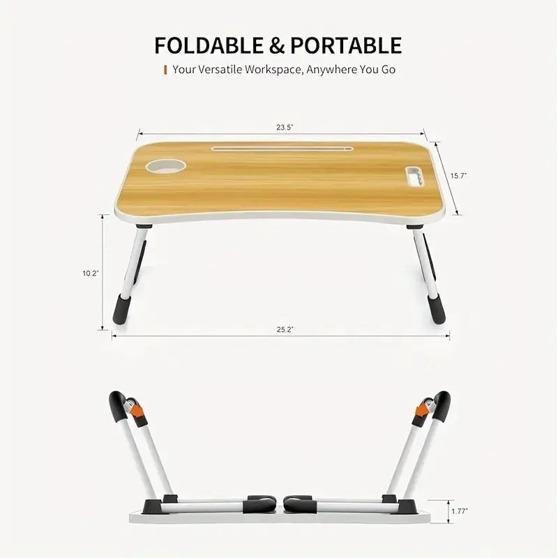 Folding Computer Desk with Cup Holder Convenient Table - MobilityBuy.com