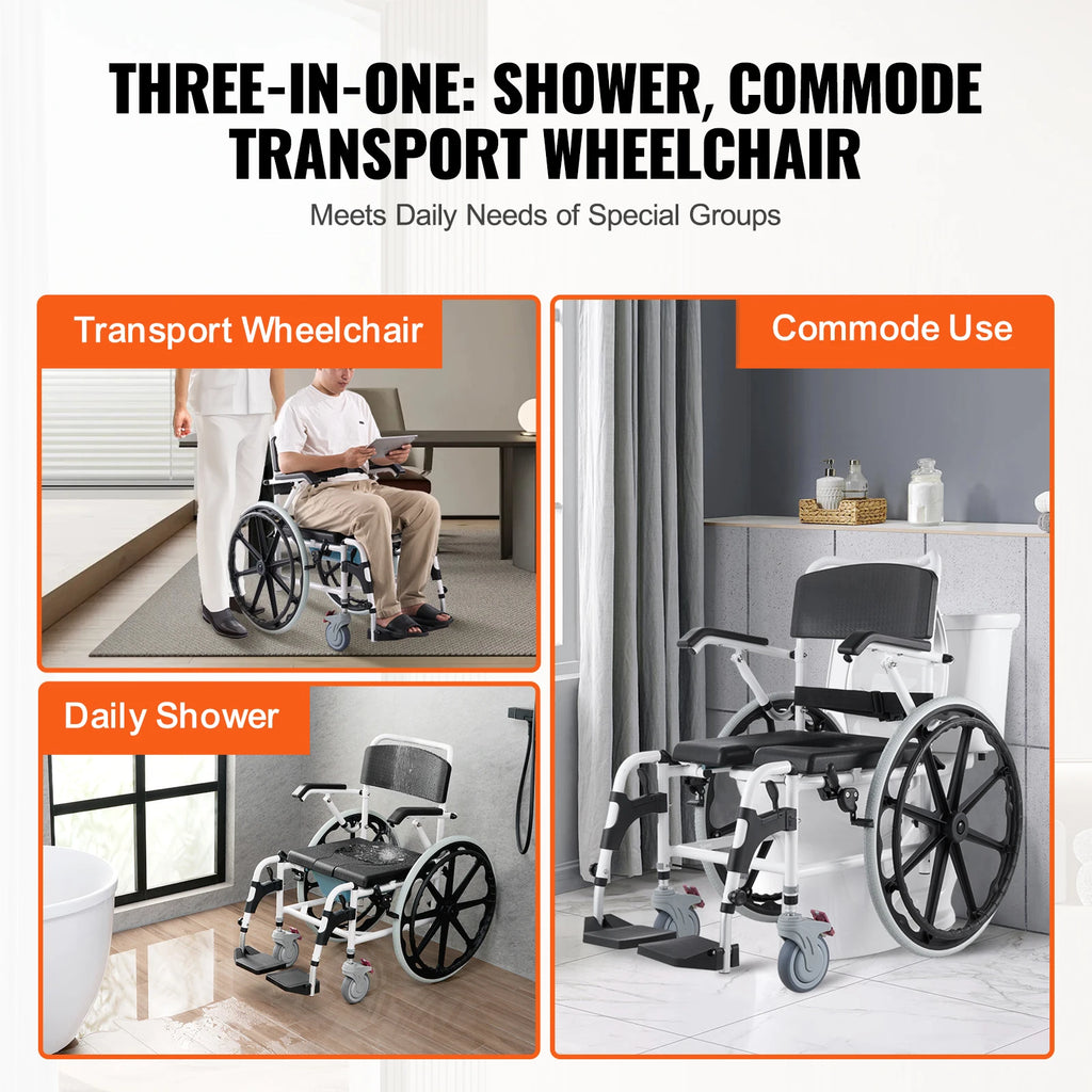 Shower Wheelchair Bathroom Adjustable Chair for Disabled Adult - MobilityBuy.com