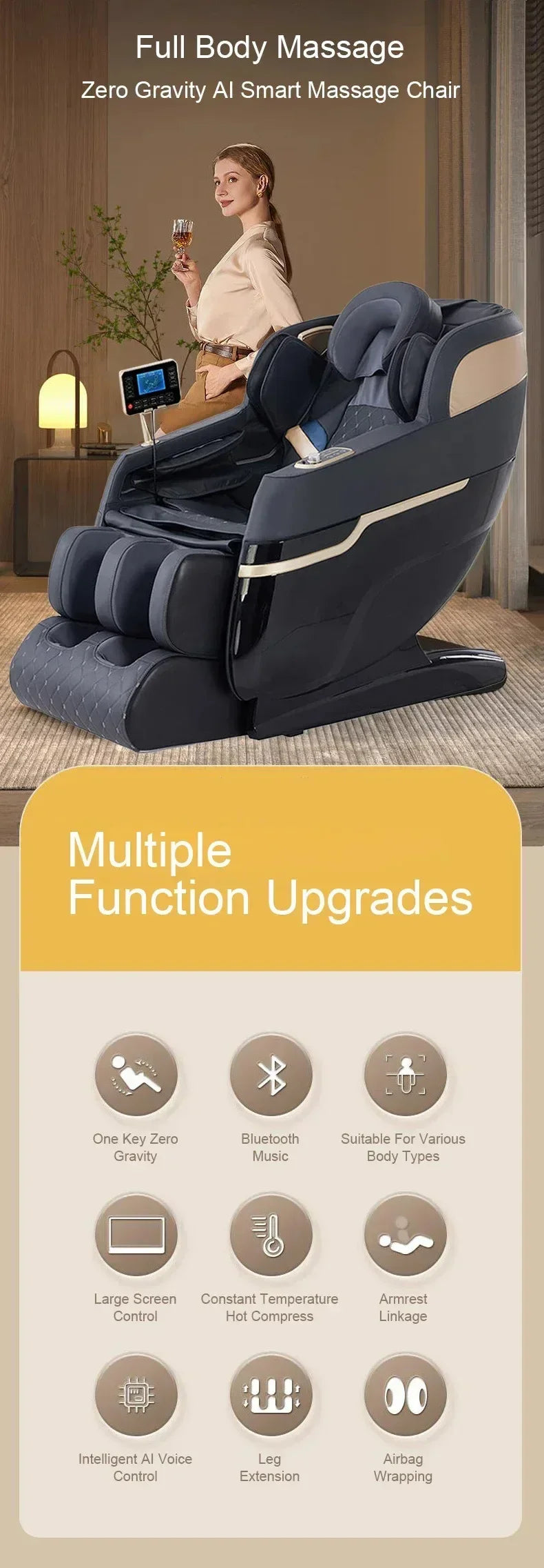 Full Bosy Airbag Massage Chair Zero Gravity Recliner, 3-Year Wareenty - MobilityBuy.com