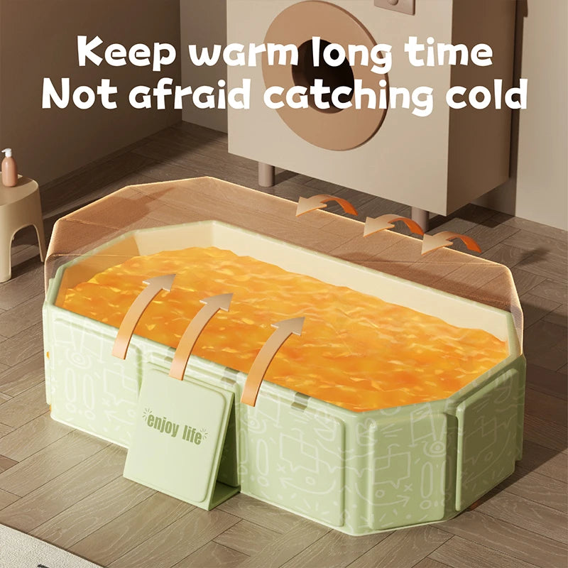 Green And White Kids Portable Folding Bathtub For Travel - MobilityBuy.com 