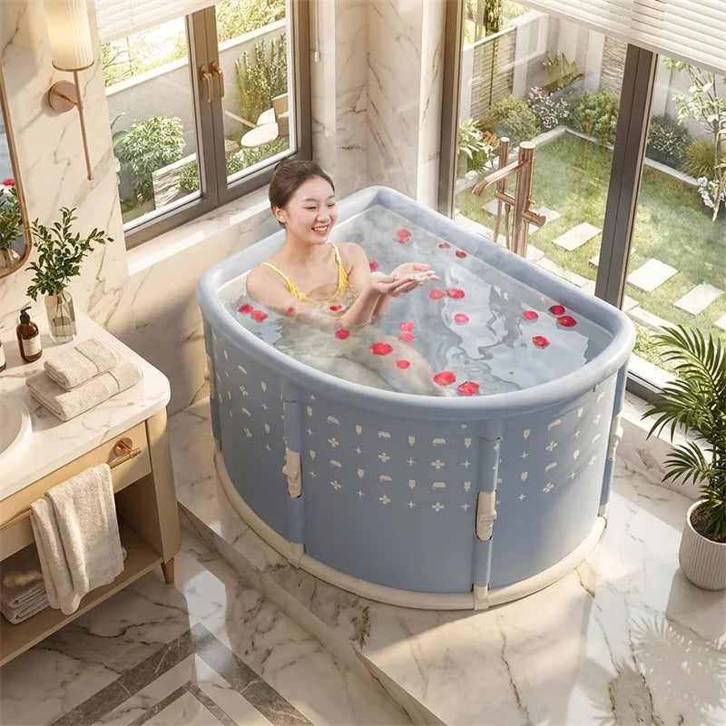 Triangular Foldable Bathtub Seat Portable For Space Saving Adult Spa Steam Sauna - MobilityBuy.com 
