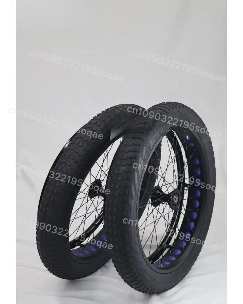 24 inch fat tire wheelchair wheel pair with knobby tread on black rims for outdoor mobility