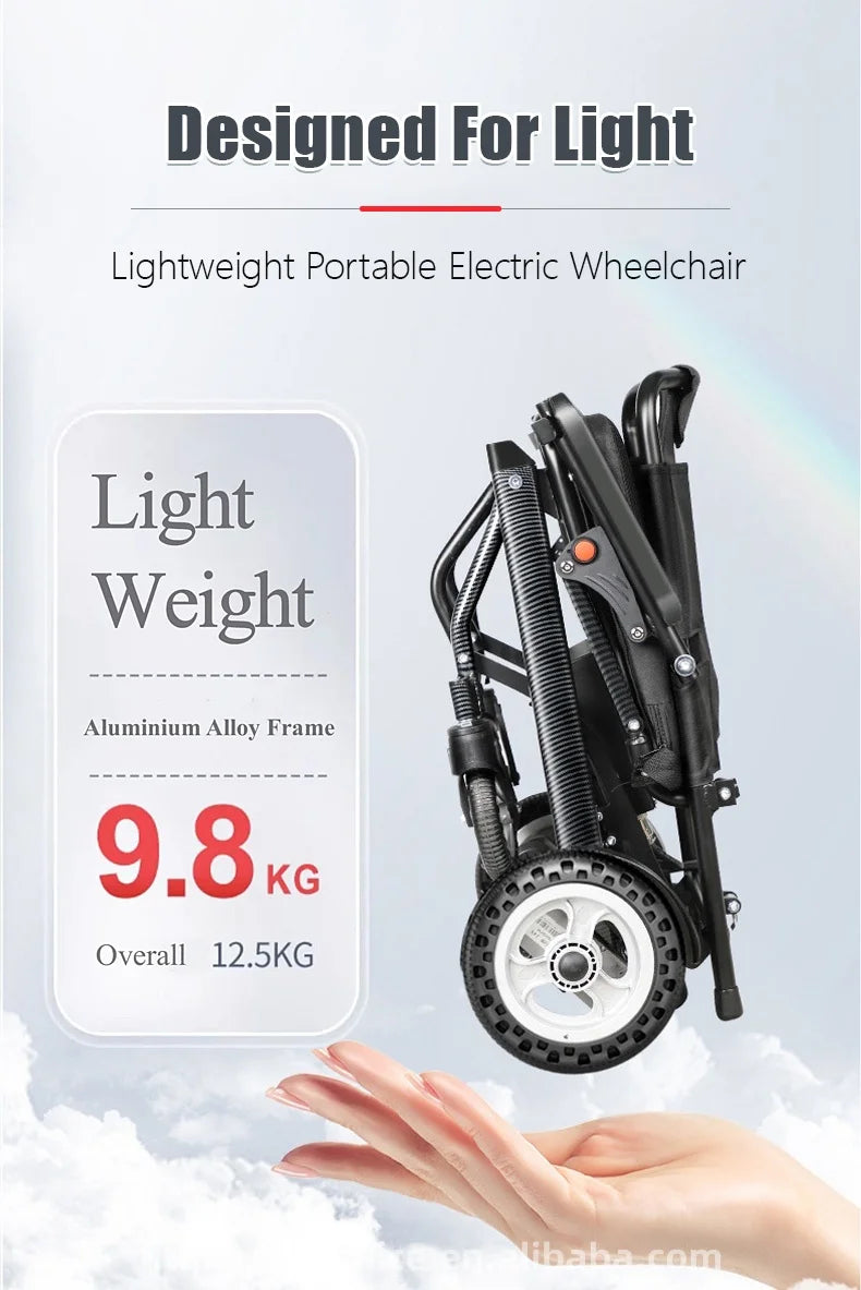 Ultra-light Power Electric Wheelchair w Battery Lightweight Foldable
