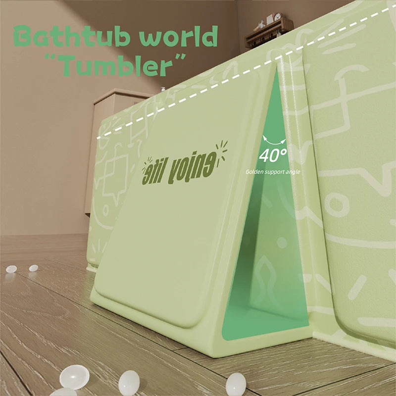 Green And White Kids Portable Folding Bathtub For Travel - MobilityBuy.com 