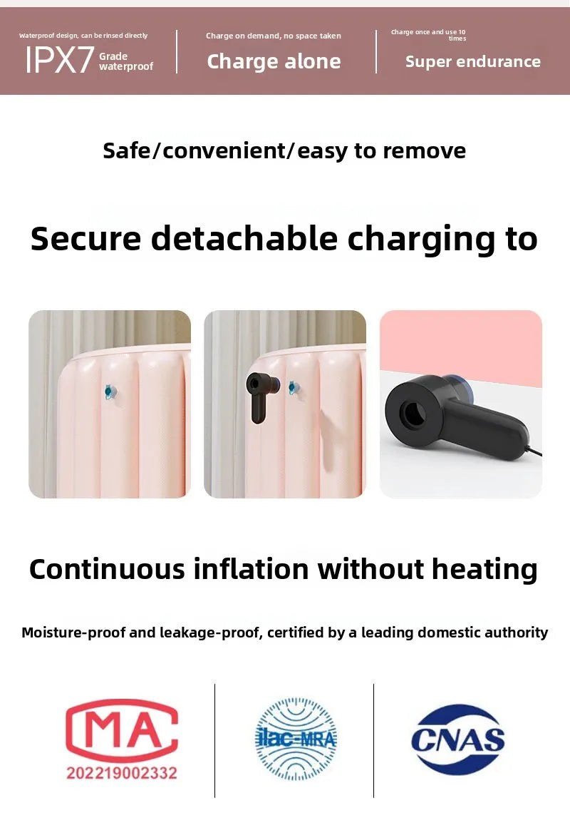 Automatic Inflatable Bath Tub For Adults Full Body Foldable Portable Home Use - MobilityBuy.com 