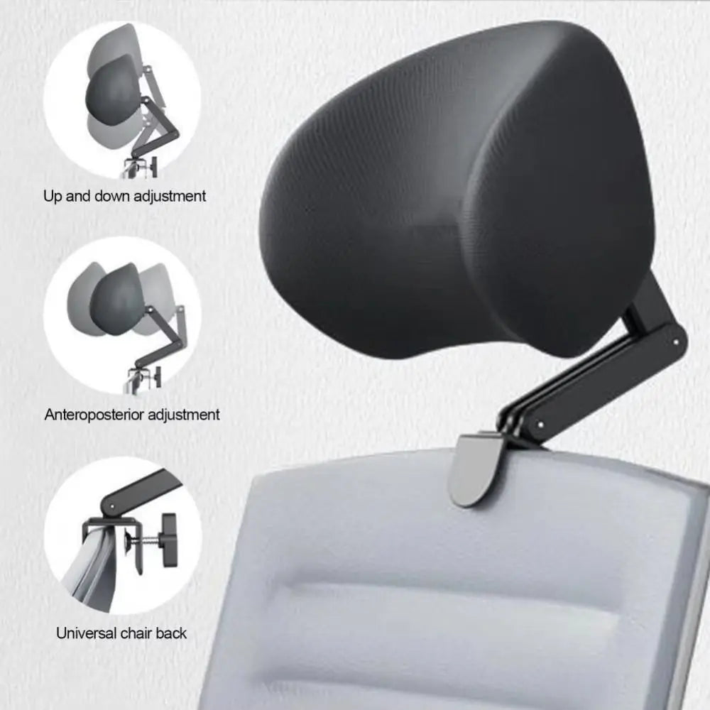 Attachable Chair Headrest Cushion Ergonomic Adjustable Neck Support Pillow Black - MobilityBuy.com 