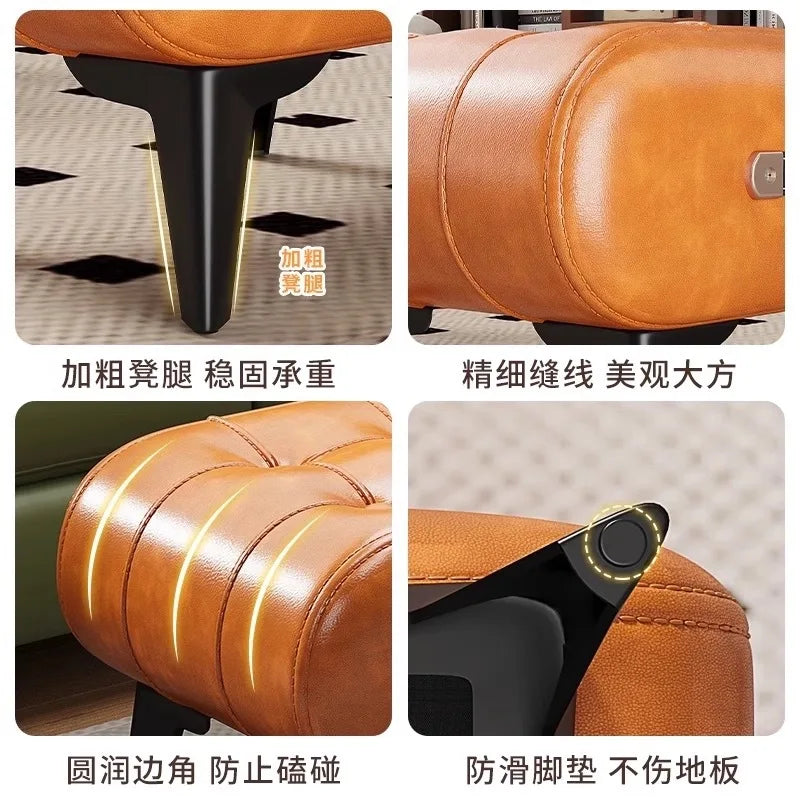 Luxury Leather Low Stool for Living Room Footrest and Decor - MobilityBuy.com 