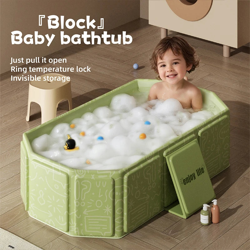 Green And White Kids Portable Folding Bathtub For Travel - MobilityBuy.com 