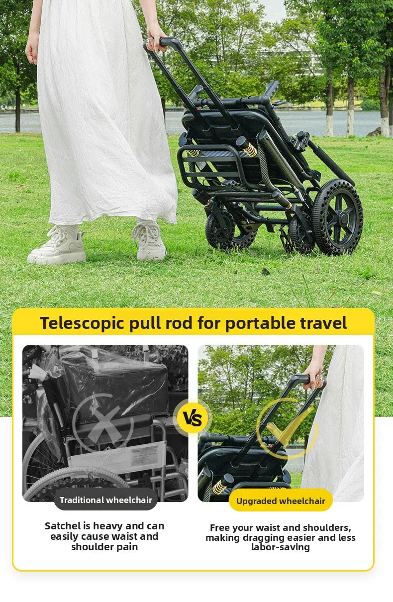 Small foldable, lightweight wheelchair - travel, portable trolley for airplanes - MobilityBuy.com