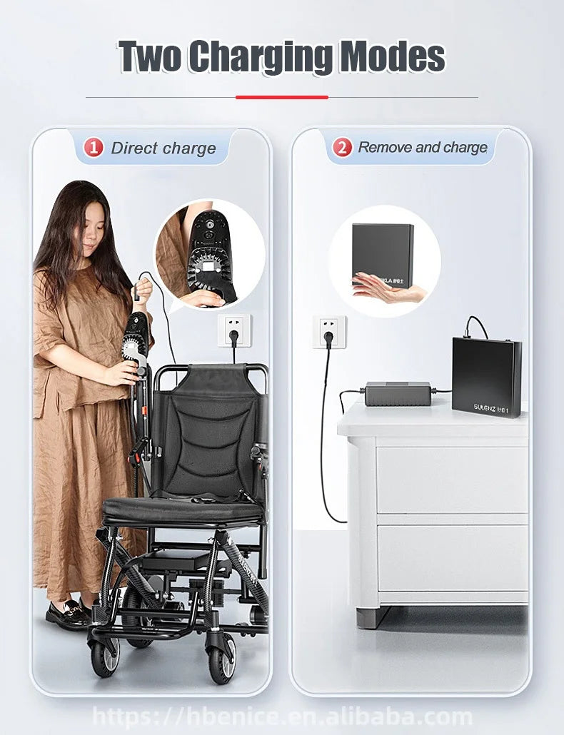 Ultra-light Power Electric Wheelchair w Battery Lightweight Foldable