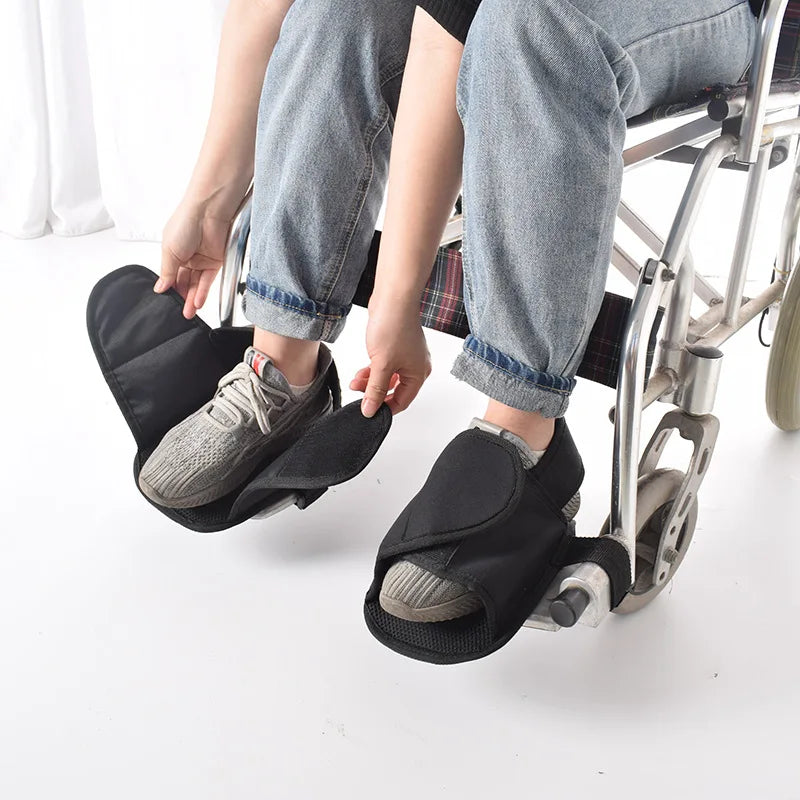 Leg restraint strap protection for wheelchairs by Aliexpress, showcasing adjustable straps for secure foot positioning.