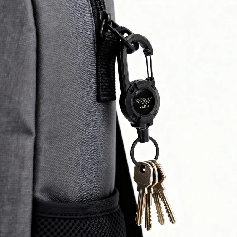 Retractable Heavy Duty Pull Reel Carabiner With Spring Key Ring - MobilityBuy.com 