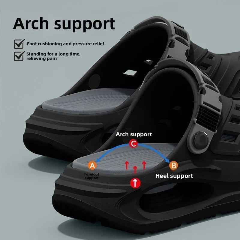 MobilityBuy.com arch-support slippers pair, black, anti-slip, breathable thick sole