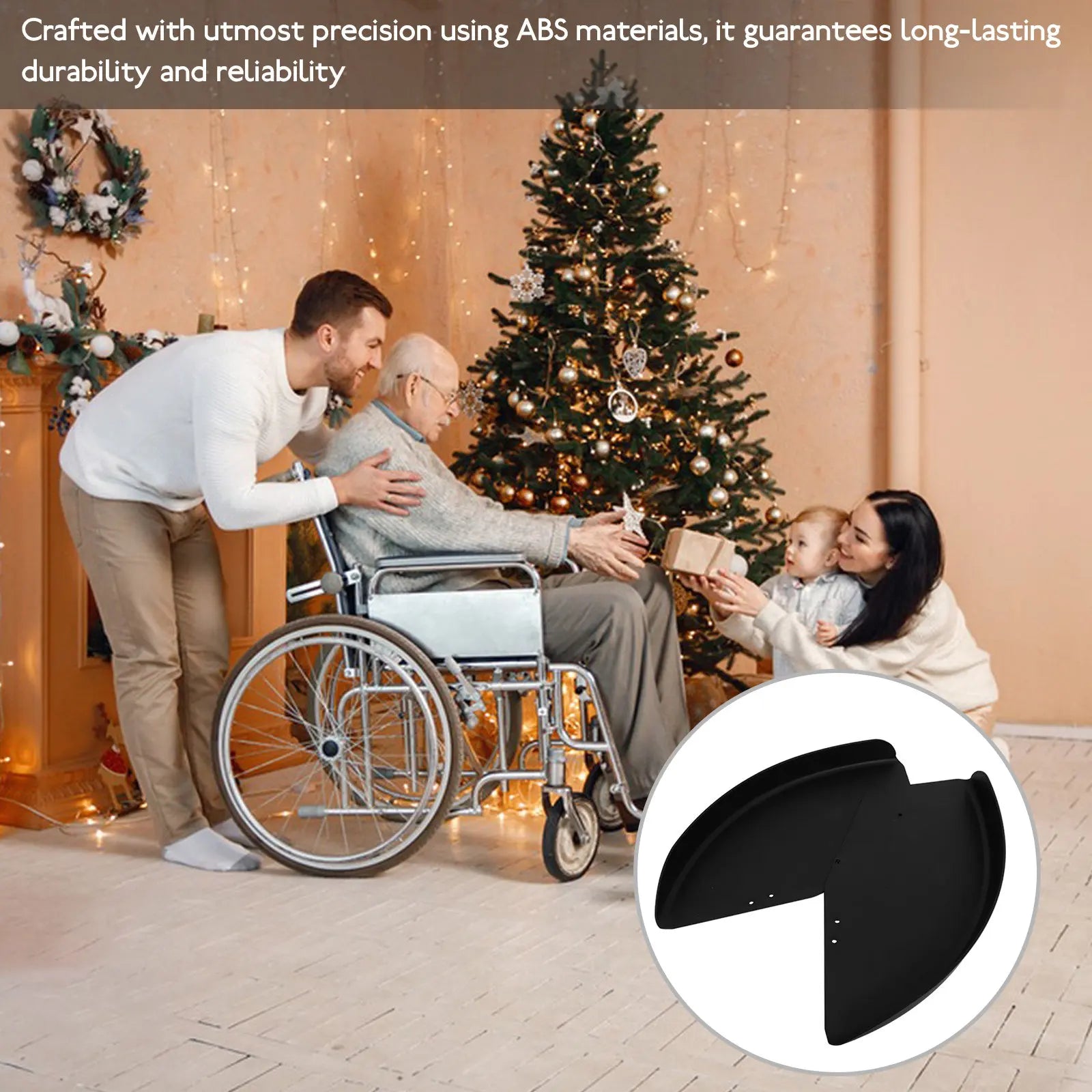 Wheelchair skirt board ABS side wind guard, MobilityBuy.com, black, 1 pair.