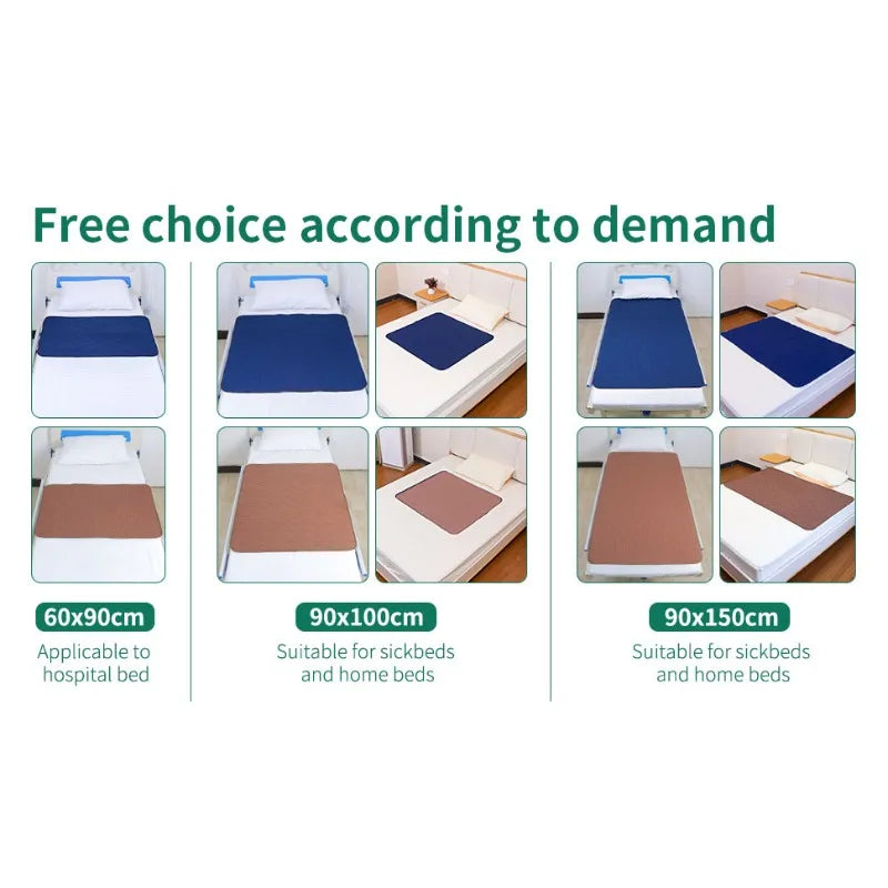 Washable Aliexpress incontinence pad, waterproof design for bedridden use, featuring soft, absorbent fabric.