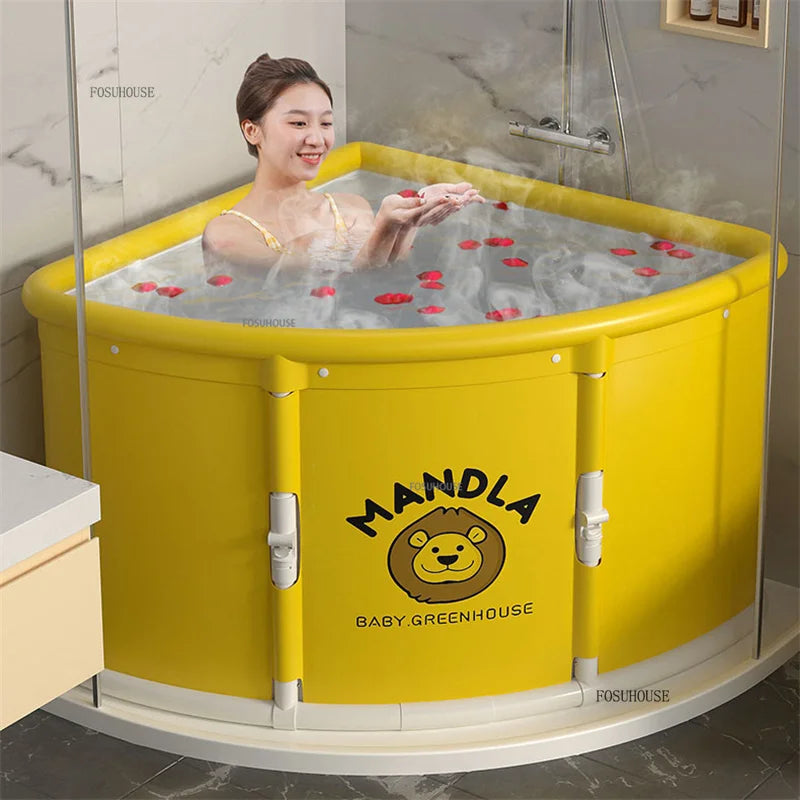 Portable Foldable Triangular Bathtub For Adults Space Saving Bath Barrel - MobilityBuy.com 
