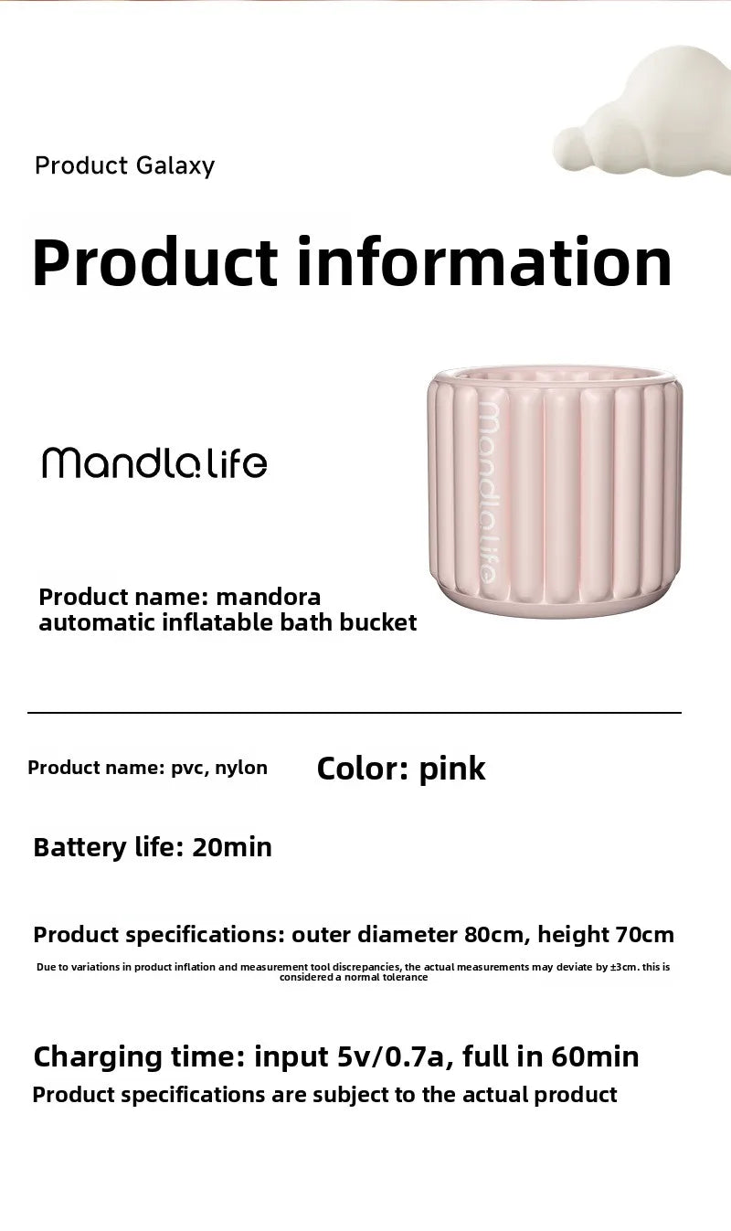 Automatic Inflatable Bath Tub For Adults Full Body Foldable Portable Home Use - MobilityBuy.com 
