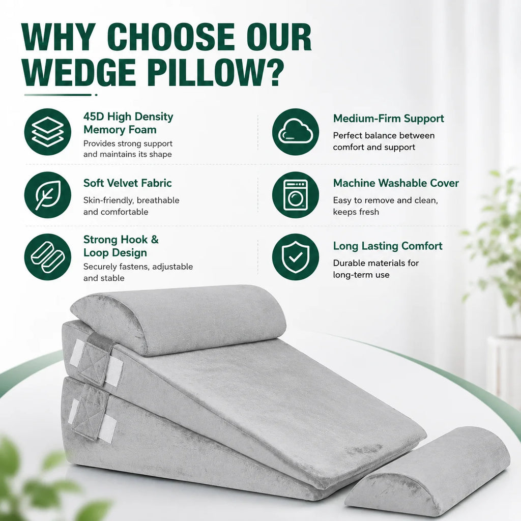 4 Piece Adjustable Wedge Pillow Set for Multi Angle Bed Ergonomic Sleep Support - MobilityBuy.com 