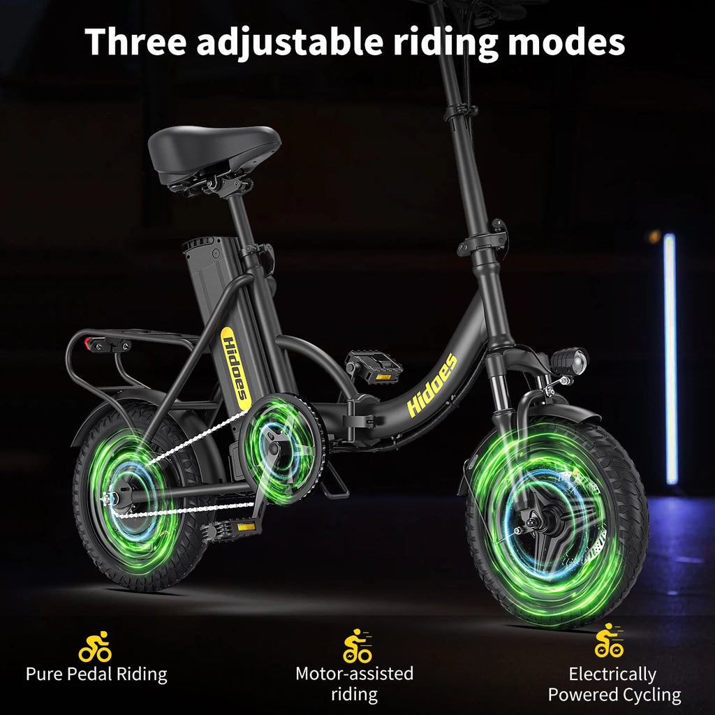 Hidoes C5 electric folding bicycle by MobilityBuy.com with 14-inch wheels, 350W motor and 36V 10.4Ah lithium battery