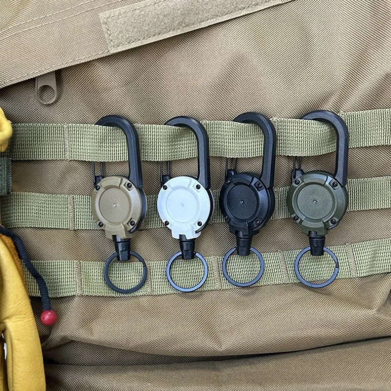 Retractable Heavy Duty Pull Reel Carabiner With Spring Key Ring - MobilityBuy.com 