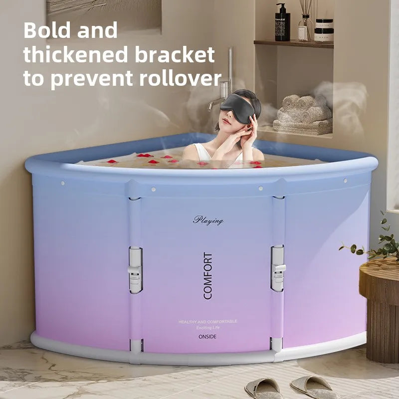 2025 Folding Fan Shaped Corner Spa Bathtub Space Saving Home Bath - MobilityBuy.com 