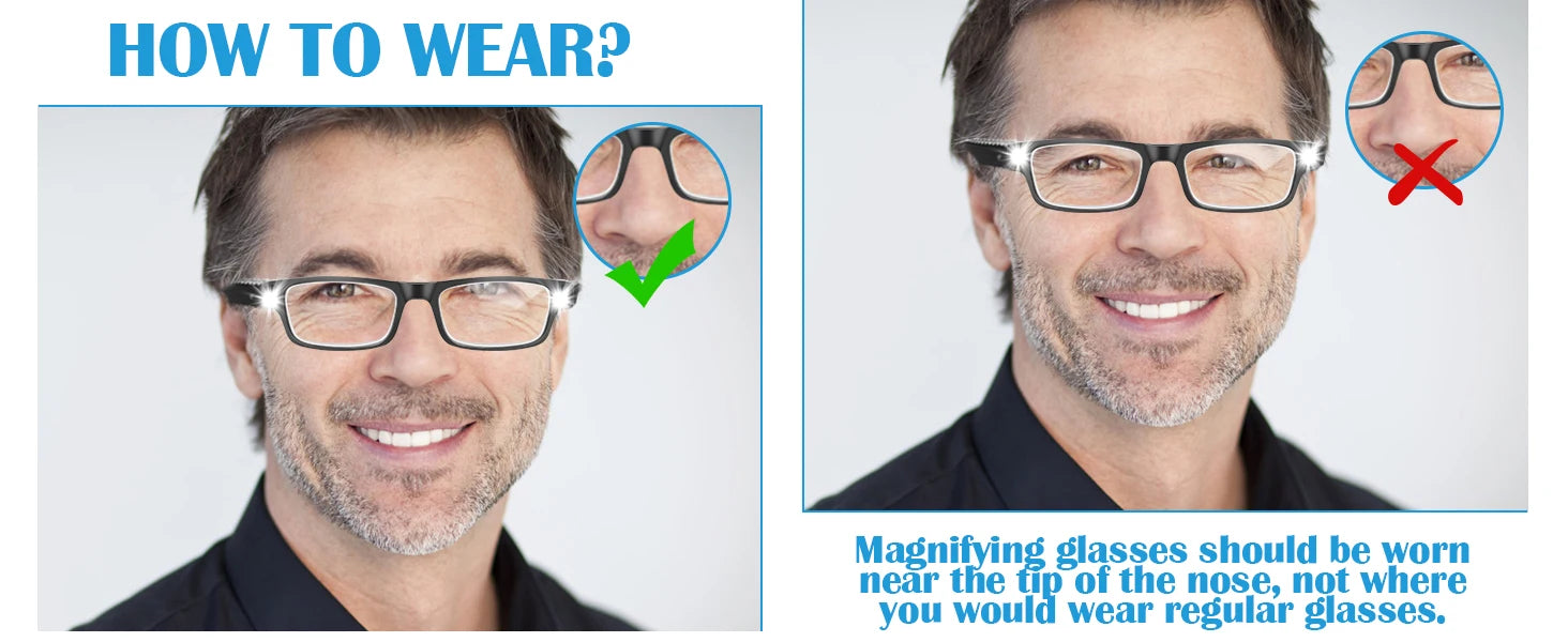 Aliexpress 200% magnifying glasses with lamp, USB rechargeable LED for detailed viewing and hands-free use.