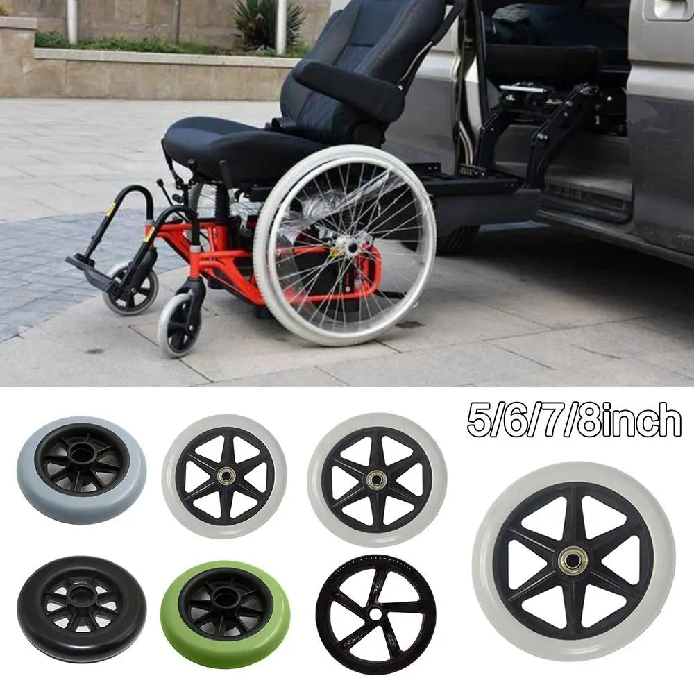 Universal 5 6 7 8 Inch Wheelchair Front Castor Wheel Wear Resistant Solid Tire - MobilityBuy.com 