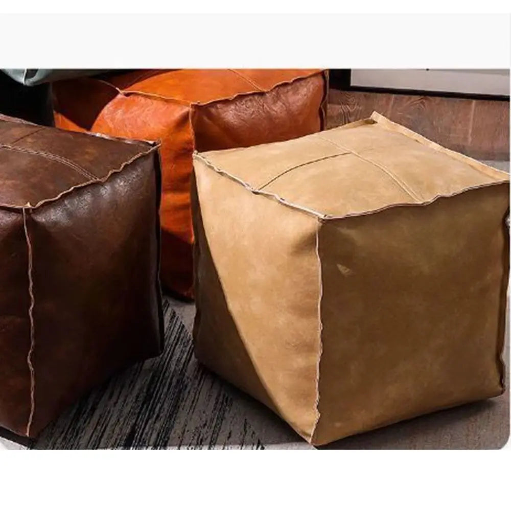 Nordic Style Non Slip Large Capacity Waterproof PU Leather Storage Stool Ottoman - MobilityBuy.com 