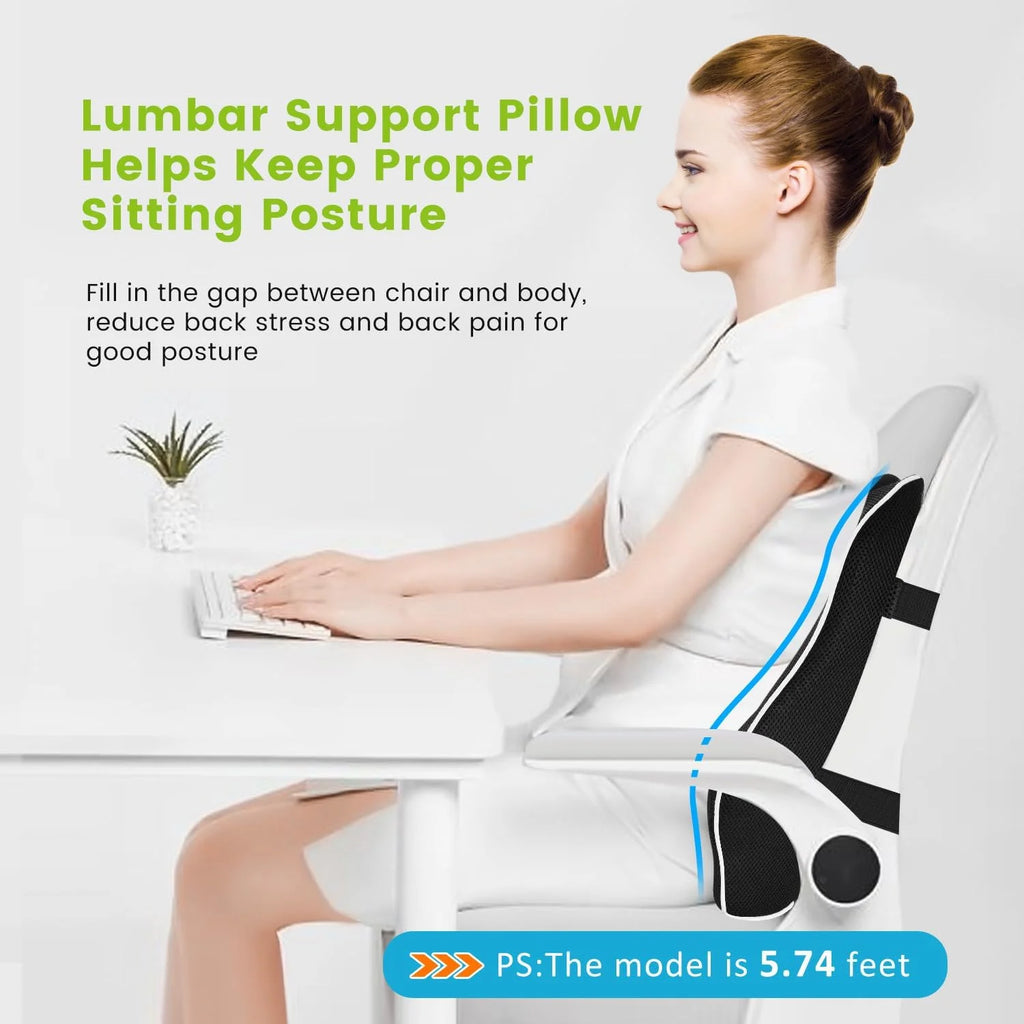 Lumbar Support Pillow Memory Foam Relieve Back Pain Seat - MobilityBuy.com 