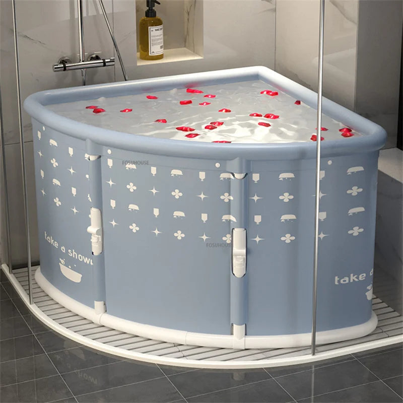 Triangular Foldable Bathtub Seat Portable For Space Saving Adult Spa Steam Sauna - MobilityBuy.com 