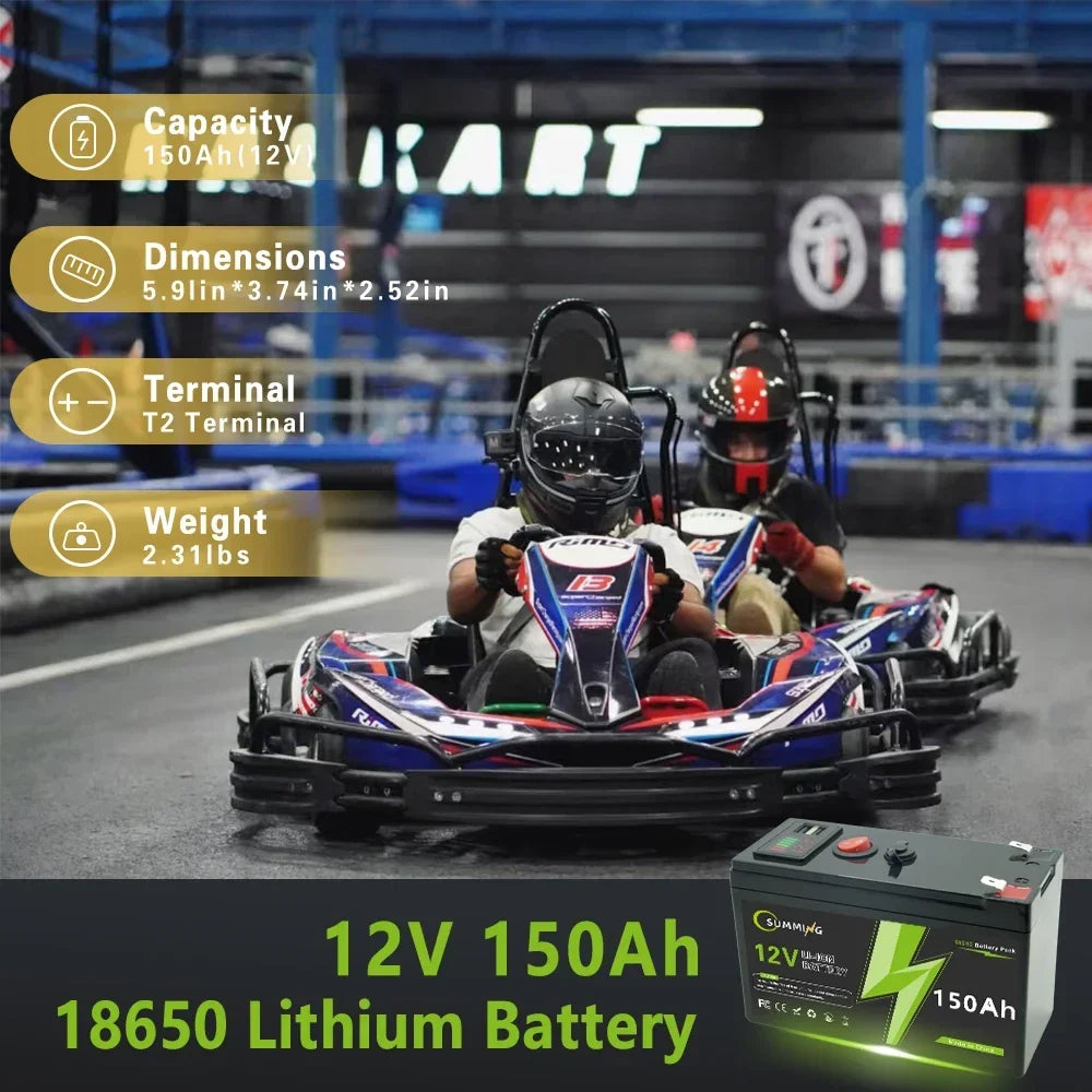 12V 150Ah rechargeable lithium mobility battery with a sleek design and durable casing, ideal for various applications.