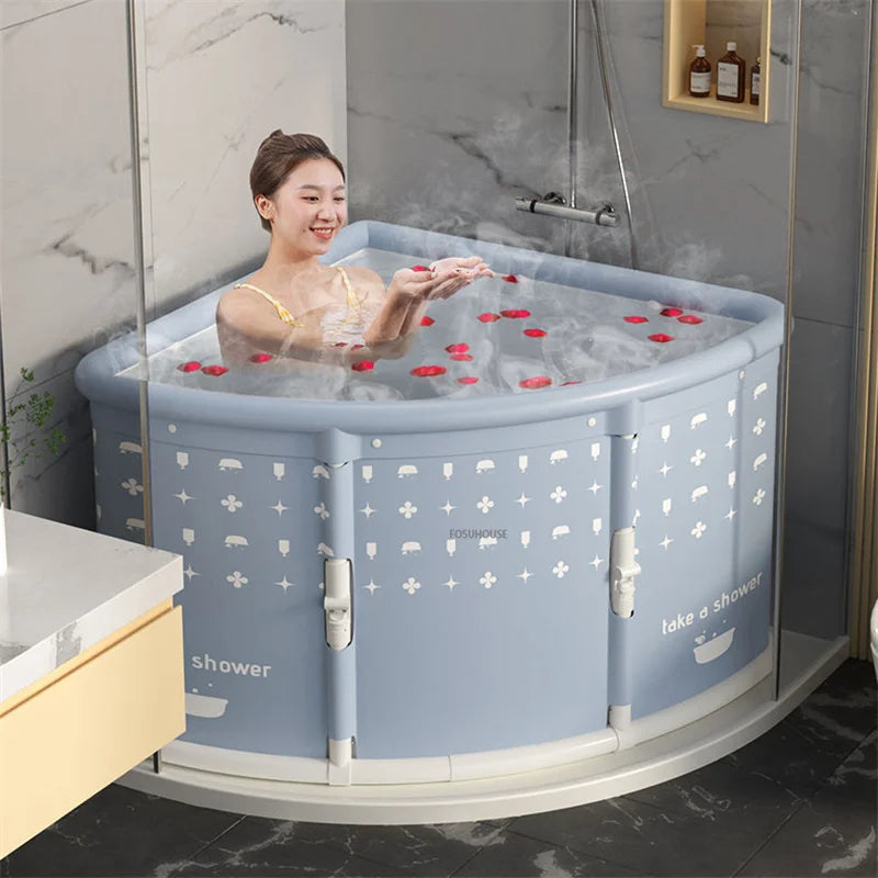 Triangular Foldable Bathtub Seat Portable For Space Saving Adult Spa Steam Sauna - MobilityBuy.com 